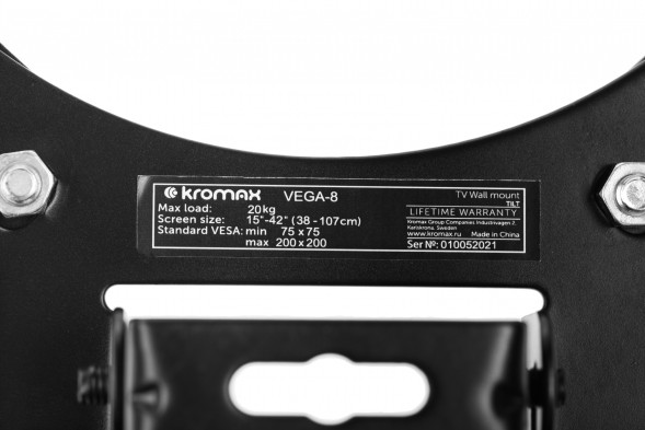 Кронштейн для телевизора Kromax VEGA-8 черный 15&amp;quot;-42&amp;quot; макс.15кг настенный наклон
