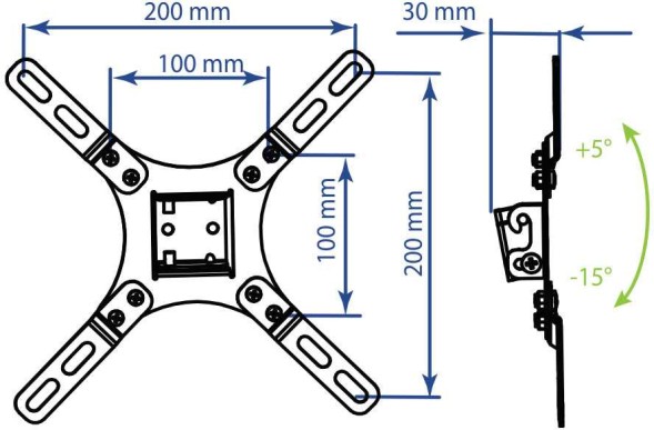 Кронштейн для телевизора Kromax VEGA-8 черный 15&amp;quot;-42&amp;quot; макс.15кг настенный наклон