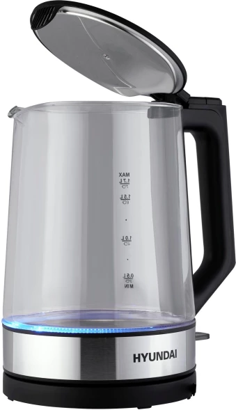 Чайник электрический Hyundai HYK-G8808 1.7л. 2200Вт черный/серебристый корпус: стекло