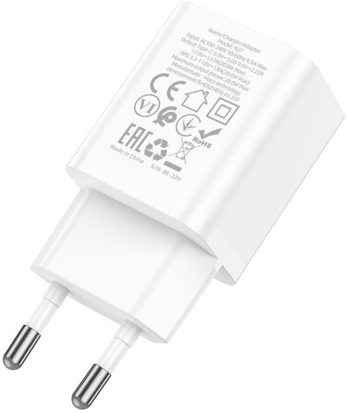 Сетевое зар./устр. Hoco N27 White 20W 3A+2.22A+1.67A (PD+QC+AFC) USB-C универсальное белый