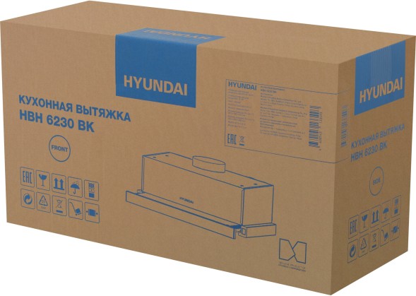 Вытяжка встраиваемая Hyundai HBH 6230 BK черный управление: кулисные переключатели (1 мотор)