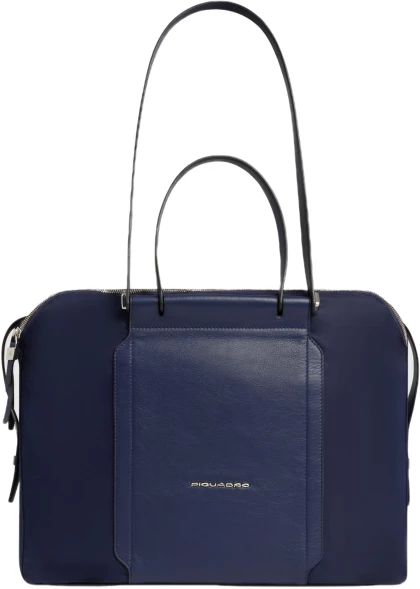 Деловая сумка женская Piquadro Lyra BD4574W92T/BLU с отделением для ноутбука 14&amp;quot; темно-синяя нейлон/натур.кожа