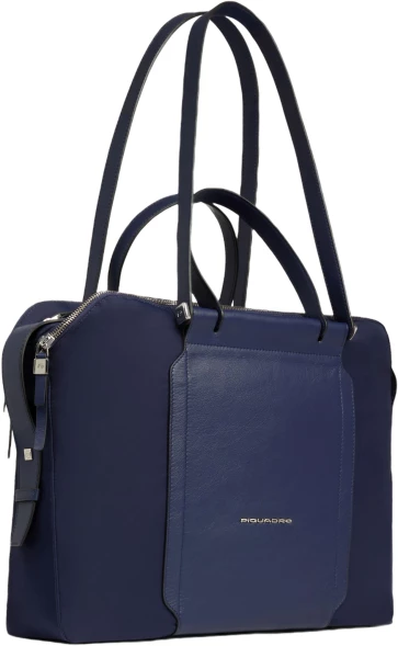 Деловая сумка женская Piquadro Lyra BD4574W92T/BLU с отделением для ноутбука 14&amp;quot; темно-синяя нейлон/натур.кожа