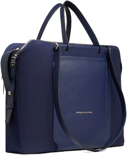 Деловая сумка женская Piquadro Lyra BD4574W92T/BLU с отделением для ноутбука 14&amp;quot; темно-синяя нейлон/натур.кожа