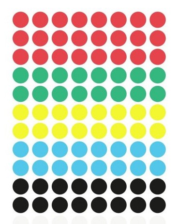 Этикетки Avery Zweckform 3090 104шт на листе диаметр 8мм/70г/м2/4л./ассорти самоклей. универсальная