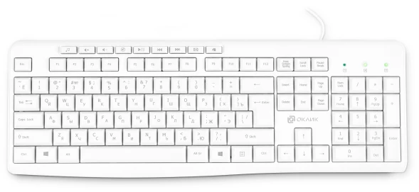 Клавиатура Оклик 305M белый USB Multimedia (1875227)
