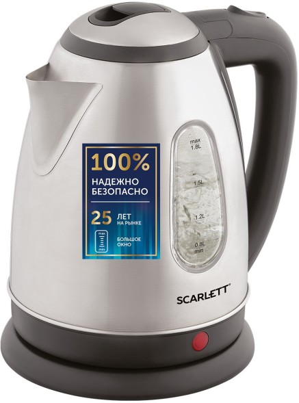 Чайник электрический Scarlett SC-EK21S88 1.8л. 2200Вт черный/серебристый корпус: металл