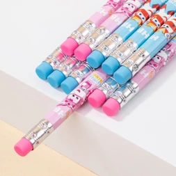 Карандаш ч/г Deli EC055-HB 2.2мм HB шестигран. липа ассорти ластик