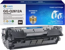 Картридж лазерный G&amp;amp;G GG-Q2612A GG-Q2612A UNIVERSAL черный (2000стр.) для HP 1010/1012/1015/1018/Canon LBP2900/3000/L120/L90/L100/L120/HP 1020/1022/3015/3020/3030/3050/3052/3055/M1005/1300/1319f; Canon 4140/MF4380dn/4010/4660pl/4100/4690pl/4110/4120/4140/
