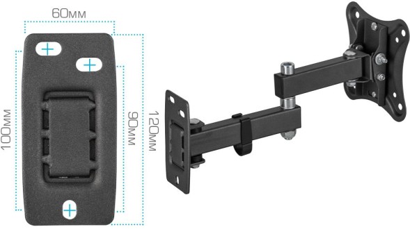 Кронштейн для телевизора Kromax CORBEL-3 черный 10&amp;quot;-32&amp;quot; макс.25кг настенный поворот и наклон