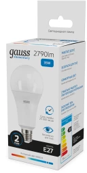 Лампа светодиодная Gauss Elementary A67 35Вт цок.:E27 груша 220B св.свеч.бел.хол. (упак.:10шт) (70235)