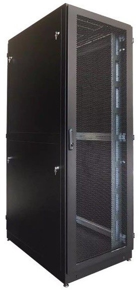Шкаф серверный ЦМО ШТК-М-42.6.12-48АА-9005 напольный 42U 600x1250мм пер.дв.перфор. задн.дв.перфор.2-хст. направл.под закл.гайки 1000кг черный 1050мм 145кг 180град. 2048мм IP20 металл