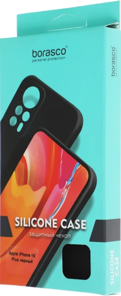 Чехол (клип-кейс) BoraSCO для Apple iPhone 16 Plus Silicone Case черный (73521)