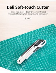 Нож канцелярский Deli E2057 шир.лез.18мм сталь серый/черный блистер