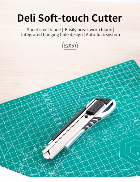 Нож канцелярский Deli E2057 шир.лез.18мм сталь серый/черный блистер