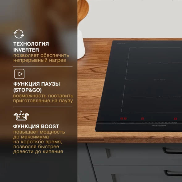 Индукционная варочная поверхность Hyundai HHI 3855 BG черный