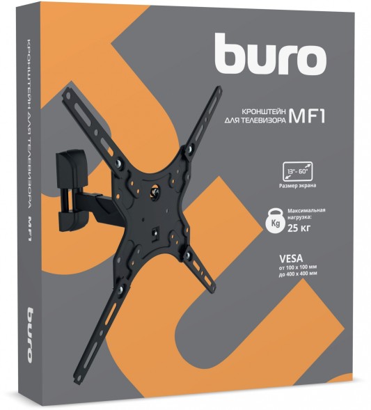 Кронштейн для телевизора Buro MF1 черный 13&amp;quot;-60&amp;quot; макс.25кг настенный поворот и наклон