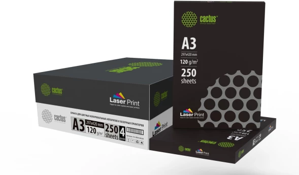 Бумага Cactus CS-LPA3120250 A3/120г/м2/250л./белый CIE170% для лазерной печати