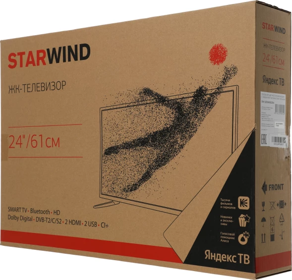 Телевизор LED Starwind 24&amp;quot; SW-LED24SG304 Яндекс.ТВ Slim Design черный/черный HD 60Hz DVB-T DVB-T2 DVB-C DVB-S DVB-S2 USB WiFi Smart TV
