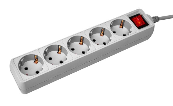 Сетевой фильтр PC Pet AP01006-E-G 1.8м (5 розеток) серый (пакет ПЭ)