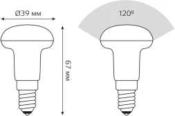 Лампа светодиодная Gauss R39 4Вт цок.:E14 рефлек. 220B св.свеч.бел.теп. (упак.:10шт) (106001104)