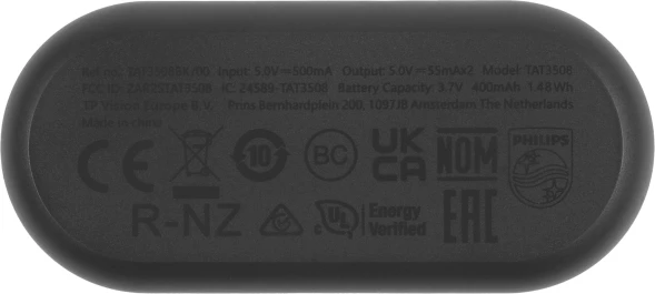 Гарнитура внутриканальные Philips TAT3508BK/00 черный беспроводные bluetooth в ушной раковине