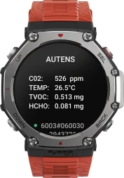 Смарт-часы Amazfit T-Rex 3 A2323 48.5мм 1.5&amp;quot; AMOLED корп.темно-серый рем.красный разм.брасл.:145-210мм (6970100374940)