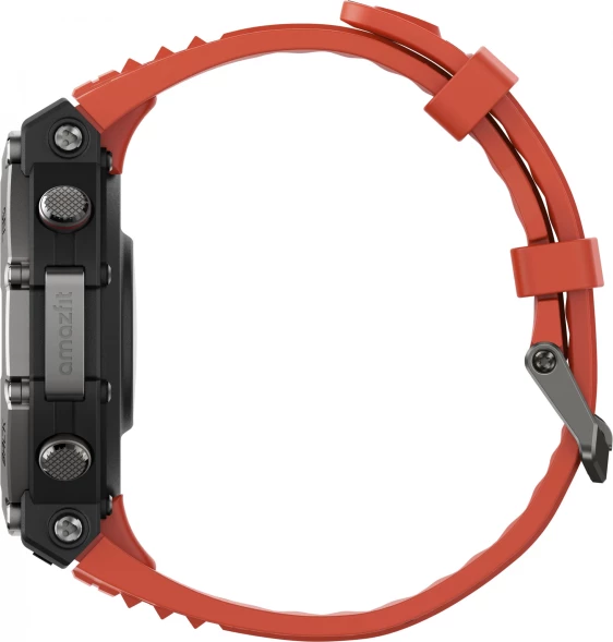 Смарт-часы Amazfit T-Rex 3 A2323 48.5мм 1.5&amp;quot; AMOLED корп.темно-серый рем.красный разм.брасл.:145-210мм (6970100374940)