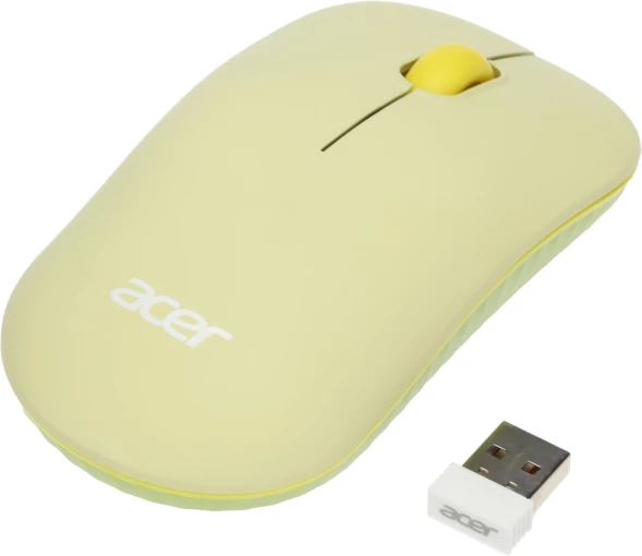 Мышь Acer OMR205 зеленый/желтый оптическая 1200dpi беспров. USB для ноутбука 3but (ZL.MCEEE.02J)