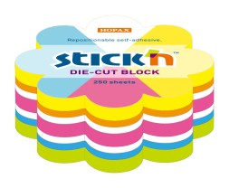 Блок самоклеящийся бумажный Stick`n 21833 67x67мм 250лист. неон ассорти &amp;quot;цветок&amp;quot;