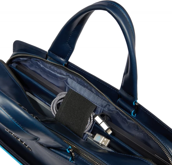 Деловая сумка Piquadro Blue Square CA6590B2/BLU2 с отделением для ноутбука 15.6&amp;quot; темно-синяя натур.кожа