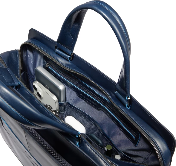 Деловая сумка Piquadro Blue Square CA6590B2/BLU2 с отделением для ноутбука 15.6&amp;quot; темно-синяя натур.кожа