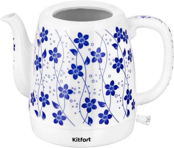 Чайник электрический Kitfort КТ-6788 1л. 1630Вт белый/синий корпус: керамика