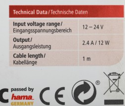 Комплект зар./устр. Hama H-183266 2.4A USB для Apple белый (00183266)