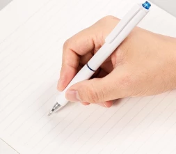 Ручка шариков. автоматическая Deli Xtream EQ42-BL белый/синий d=0.7мм син. черн. 1стерж. игловидный пиш. наконечник кругл. резин. манжета синий