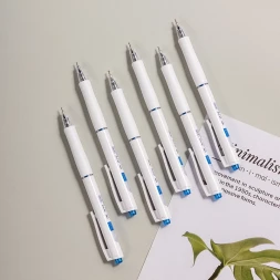 Ручка шариков. автоматическая Deli Xtream EQ42-BL белый/синий d=0.7мм син. черн. 1стерж. игловидный пиш. наконечник кругл. резин. манжета синий