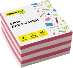 Блок для записей бумажный Silwerhof ECO Эконом 90х90х45мм 65г/м2 ассорти
