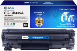 Картридж лазерный G&amp;amp;G GG-CB435A GG-CB435A UNIVERSAL черный (2000стр.) для HP P1005/1006/1505/M1120/Canon MF3010/4410/4412/4420n/HP М1522/P1102/1214/M1132/1212nf/1217nfw/1218nfs/P1560/1566/1606/M1536dnf;Canon D520/530/550/MF4450/4452/4550d/4570/4770n/4880d