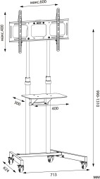 Стойка для телевизора Cactus CS-ST04H черный 37&amp;quot;-70&amp;quot; макс.45кг напольный мобильный