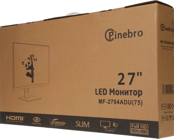 Монитор Pinebro 27&amp;quot; MF-2704ADU черный IPS LED 5ms 16:9 HDMI M/M матовая HAS Piv 250cd 178гр/178гр 1920x1080 75Hz FreeSync VGA DP FHD USB 4.4кг