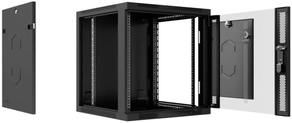 Шкаф коммутационный Cabeus (SH-05F-9U60/35-BK) настенный 9U 600x350мм пер.дв.стекл 60кг черный 290мм 18кг 220град. 501мм IP20 сталь