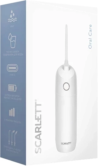 Ирригатор Scarlett SC-WF03 портатив. 3насад. белый
