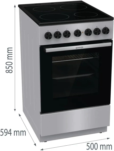 Плита Электрическая Gorenje GEC5B60SG серый стеклокерамика (без крышки)
