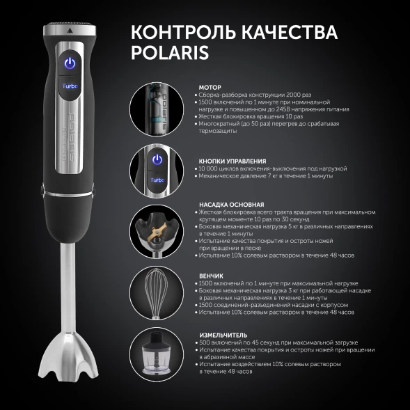Блендер погружной Polaris Cube PHB 1589AL 1500Вт черный/серебристый