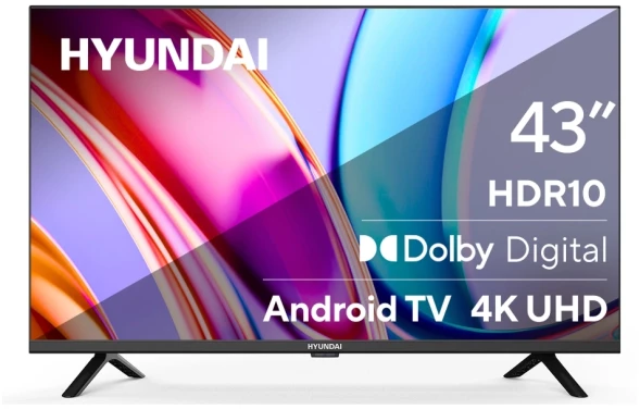 Телевизор LED Hyundai 43&amp;quot; H-LED43BU7006 Android TV Frameless Metal черный 4K Ultra HD 60Hz DVB-T DVB-T2 DVB-C DVB-S DVB-S2 USB WiFi Smart TV