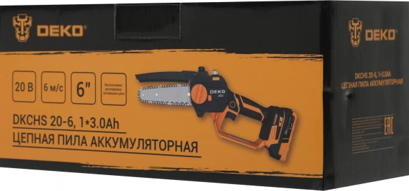 Цепная пила Deko DKCHS 20-6 аккум. дл.шины:6&amp;quot; (15.2cm) 1аккум. 3Ач ЗУ (063-4307-1)