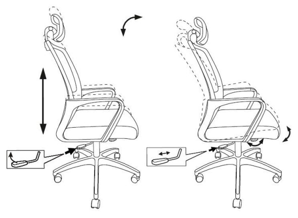 Кресло Бюрократ MC-201-H черный TW-01 TW-11 сетка/ткань с подголов. крестов. пластик