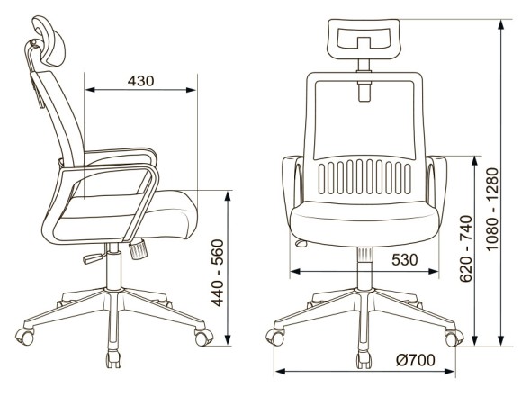 Кресло Бюрократ MC-201-H черный TW-01 TW-11 сетка/ткань с подголов. крестов. пластик