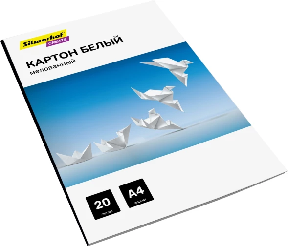 Картон белый Silwerhof мелов. 20л. A4 Create 240г/м2 обл.мел.картон ПЭТ 200x280мм