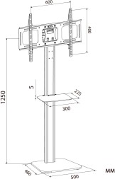 Стойка для телевизора Cactus CS-VM-ST97-D черный 37&amp;quot;-70&amp;quot; макс.68кг напольный